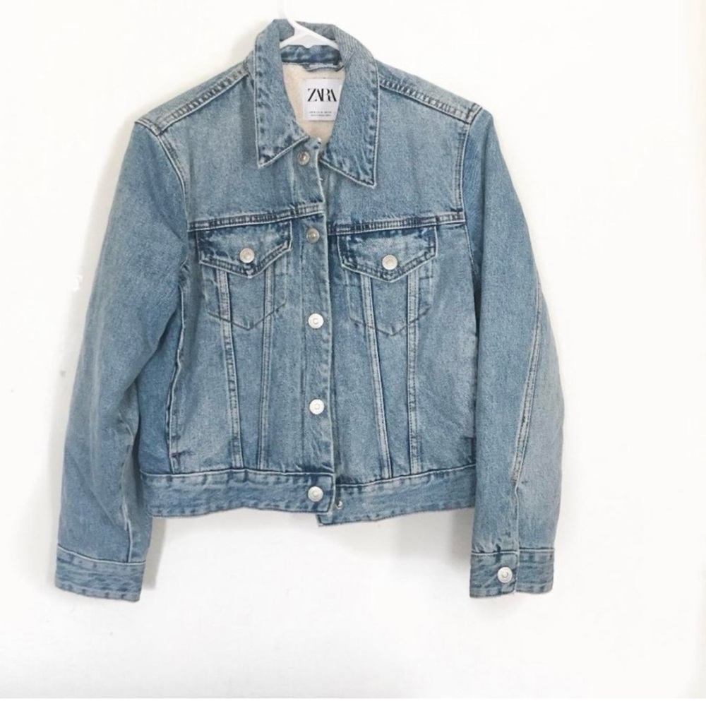 NWT Zara Sherpa Shearling Lined Denim Jean